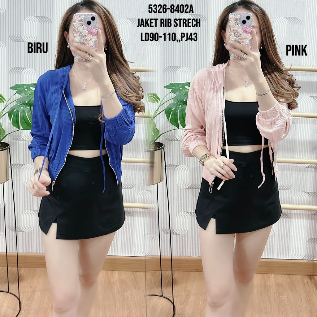[BSIC] JAKET WANITA RIB LENGAN PANJANG SELETING