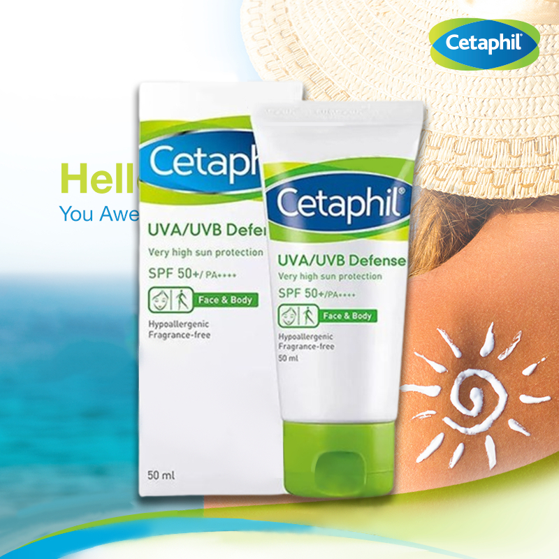 [COD&Ready]  Cetaphil UVA/UVB Defense sunscreen SPF50+ PA++++ 50ml / Sunblock untuk Perawatan Wajah