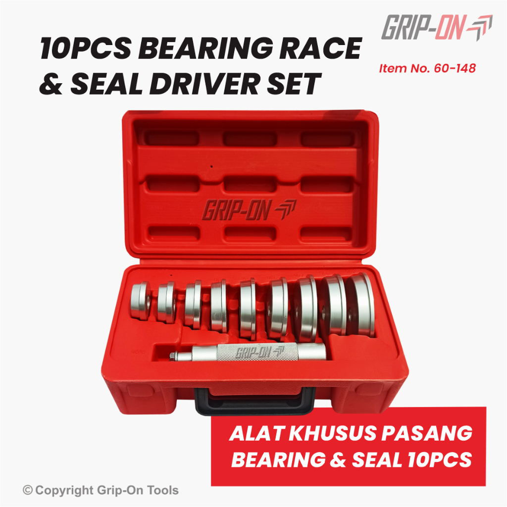 Grip-On Bearing Race & Seal Driver Set 10-Pc Lepas Pasang Bearing Seal Driver Set 10 Pcs 60-148