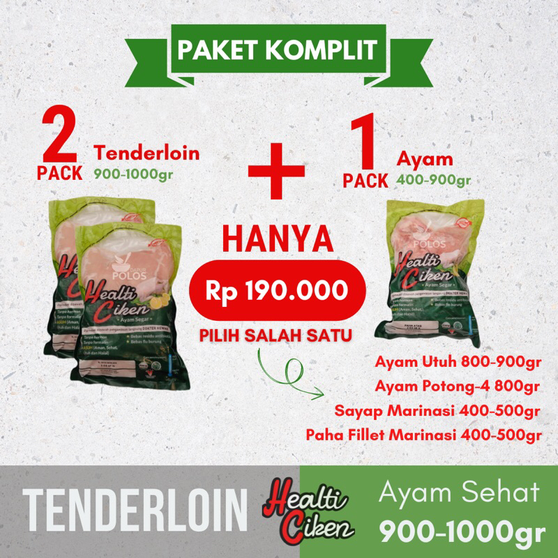

Paket 2 pack Tenderloin Ayam + 1 pack Ayam Herbal Probiotik Halal
