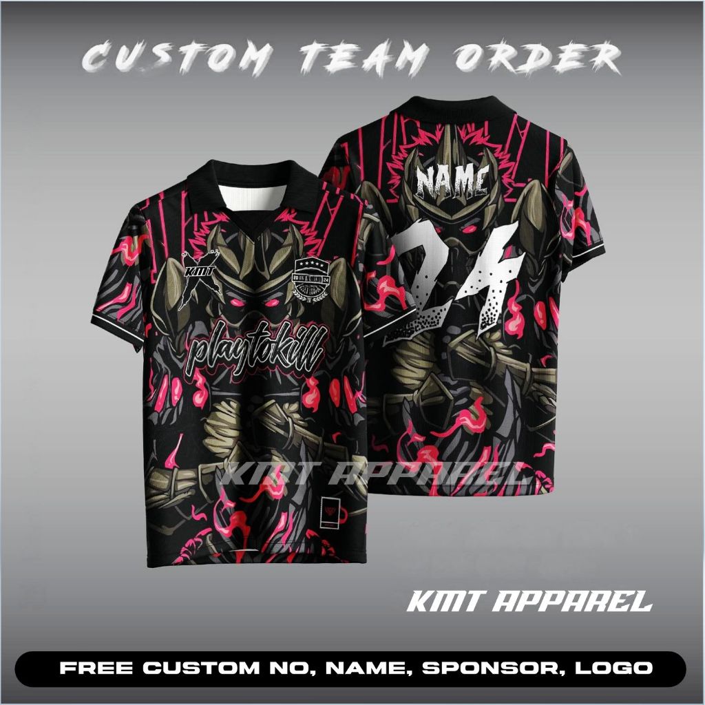 JERSEY KELAS SEPAKBOLA BOLA FUTSAL BERKERAH TEAM & SATUAN METAL