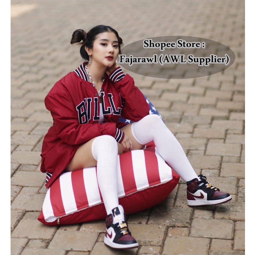 HJ6 VARSITY JAKET NBA TEAM CHICAGO BULLS RED MAROON LOGO HEAD BACK JAKET GHEA YOUBI