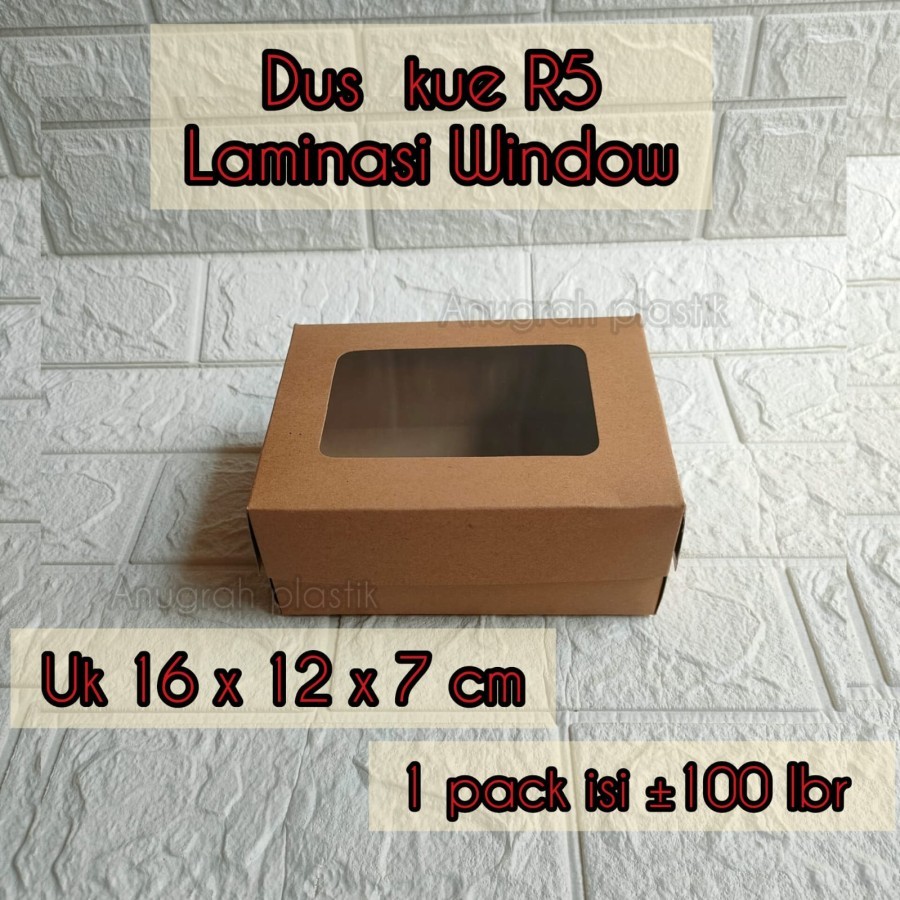 

Dus Kue R5 Coklat WINDOW uk 16 x 12 x 7 cm / Box kue Laminasi Window coklat PER PACK