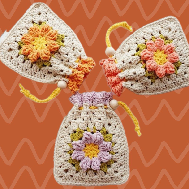 Tas Kantong Serut Rajut Crochet (FREE GIFT)