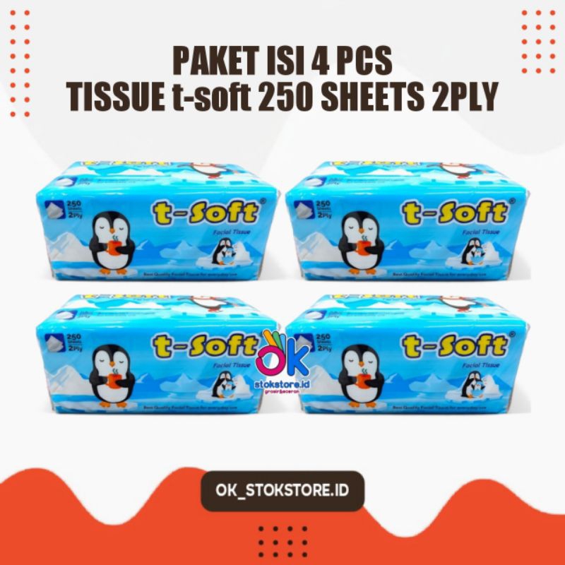 [ PAKET ISI 4PCS ] TISSUE T-SOFT TISU 250 Sheets 2PLY