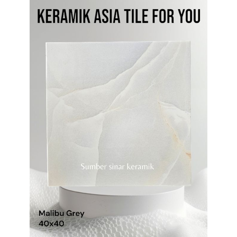 Keramik Lantai 40x40 Malibu Grey | Glossy | Asia Tile | Kw-1
