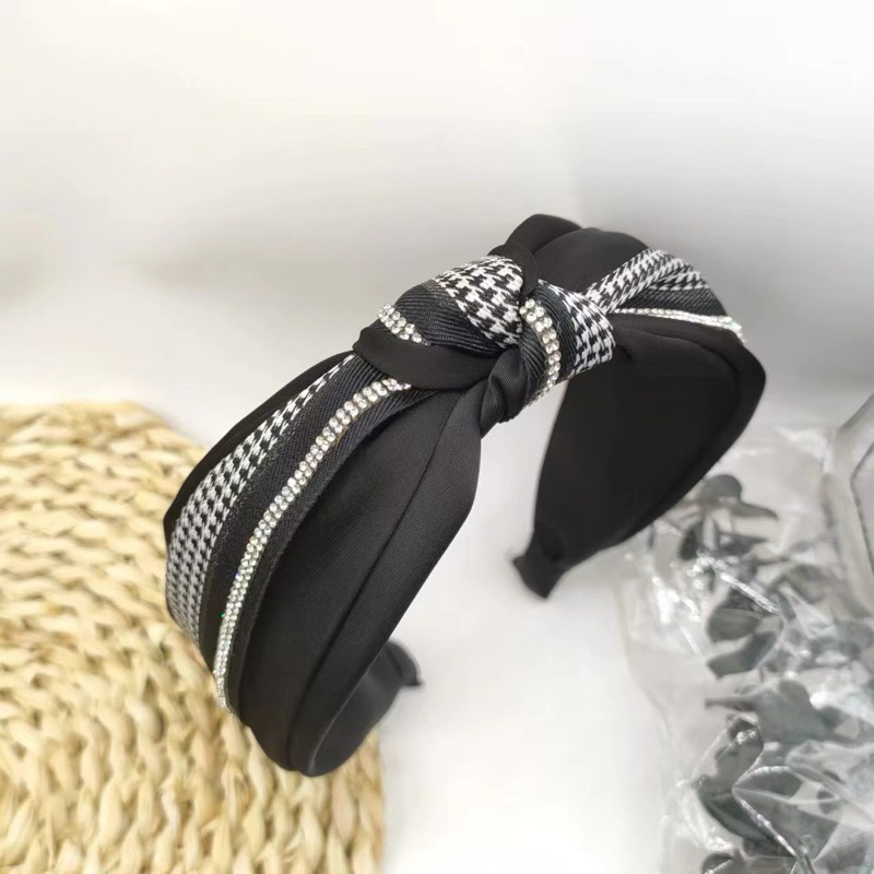 RB LIA Bando Korea Elegan / Bando Motif kotak-kotak / Bando Mewah / Premium Korean Headband