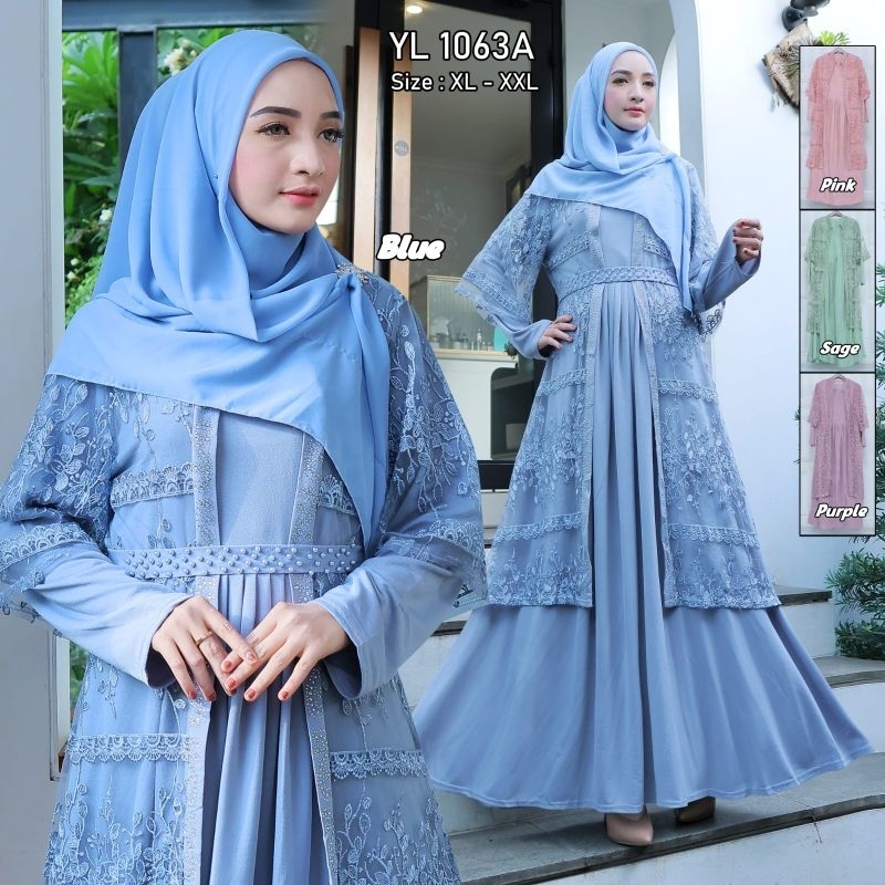 gamis brukat mix ceruty kombinasi belt outher bisa lepas// gamis pesta terbaru