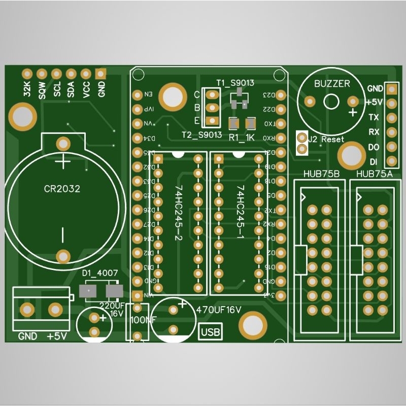 PCB controller JWS Panel RGB, jam digital running text 2 hub75