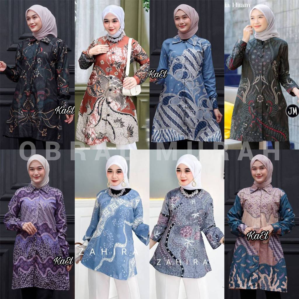 Batik Wanita, Baju Atasan Wanita Terbaru Kekinian, Atasan Batik Wanita Blouse - Tunik Batik Puffy Pe