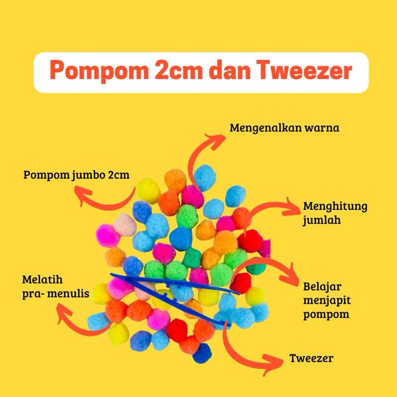Paket Pompom 2 Cm Dan Tweezer