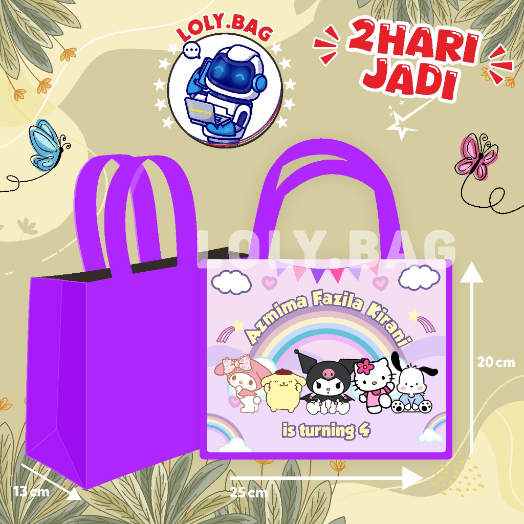 

Tas Ultah / Tas Ulang Tahun / Goodie Bag Custom / Tas Bingkisan tema Sanrio