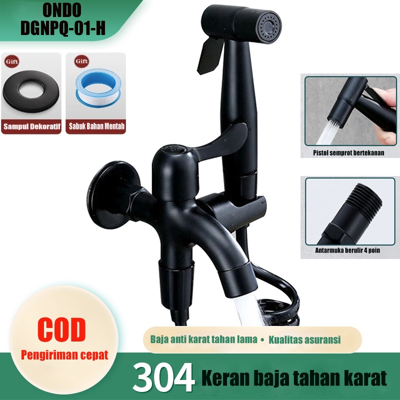 Jet shower Kran cabang Kran Cabang Toilet 1/2 Inch dengan Selang Kran Air Double Jet Kloset Paket