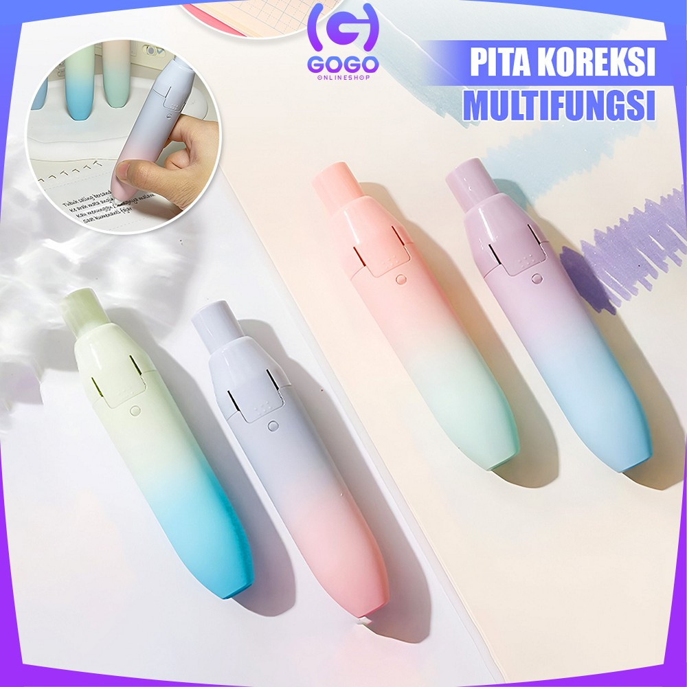 

GOGO-A97 Correction Tape Gradasi Warna Pastel Perlengkapan Sekolah Tip X Kertas Aesthetic / Tip Ex Roll Two Tone Model Cetek Pita Koreksi Multifungsi