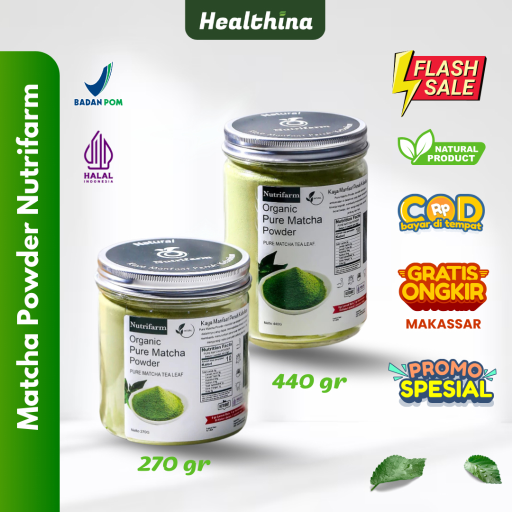 

Matcha Powder Nutrifarm 270gr - 440gr Minuman Pure Premium - Bubuk Matcha Murni - COD Makassar