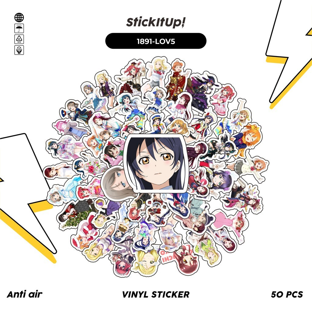 

COD✨ 50 Pcs Stiker L0VE LIVE CHAR MIX 05 Lucu Anti Air Untuk Dekorasi Notebook Sepeda Skateboard Handphone DIY