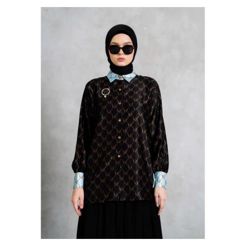 VZ Monogram Two Tone Shirt - Black - Blue