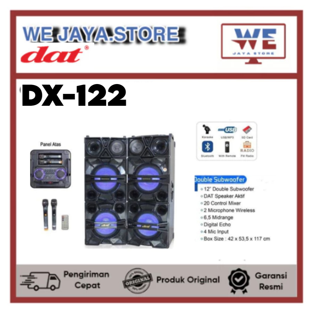 DAT SPEAKER AKTIF DX-122 SPEAKER DAT DOUBLE SUB WOOFER / DX 122+2 MIC