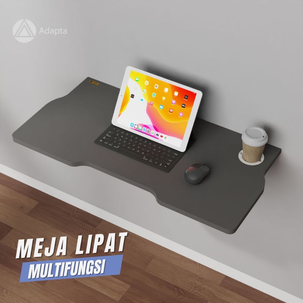 Meja Lipat Dinding Minimalis - Meja Kerja Belajar Abu-Abu Kuning Putih Pink Hitam-Steven-E17