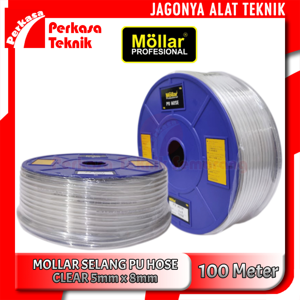 Selang PU Clear 8mm x 5mm MOLLAR 100 Meter Selang Kompresor Recoil Bening 100M