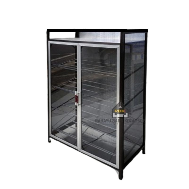 Rak Sepatu Alumunium 2 Pintu Lemari Sepatu Kaca Minimalis Jogja