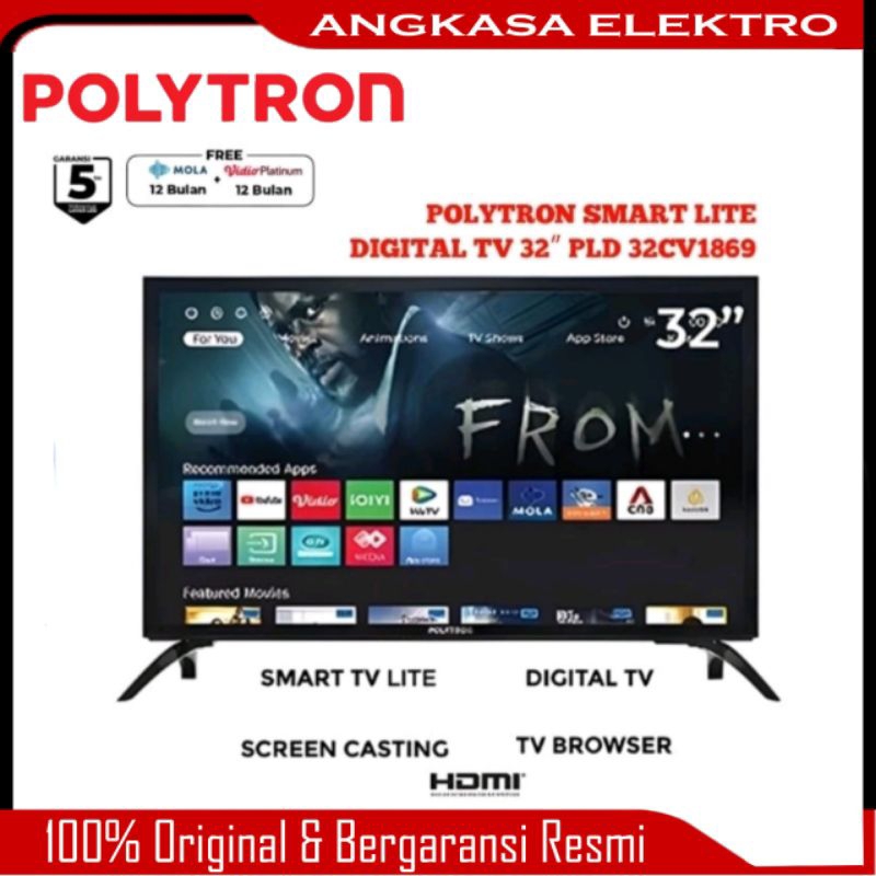 LED TV POLYTRON 32" SMART TV - DIGITAL TV - WIFI - YOUTUBE - PLD32CV8969 - GARANSI RESMI 5 TAHUN