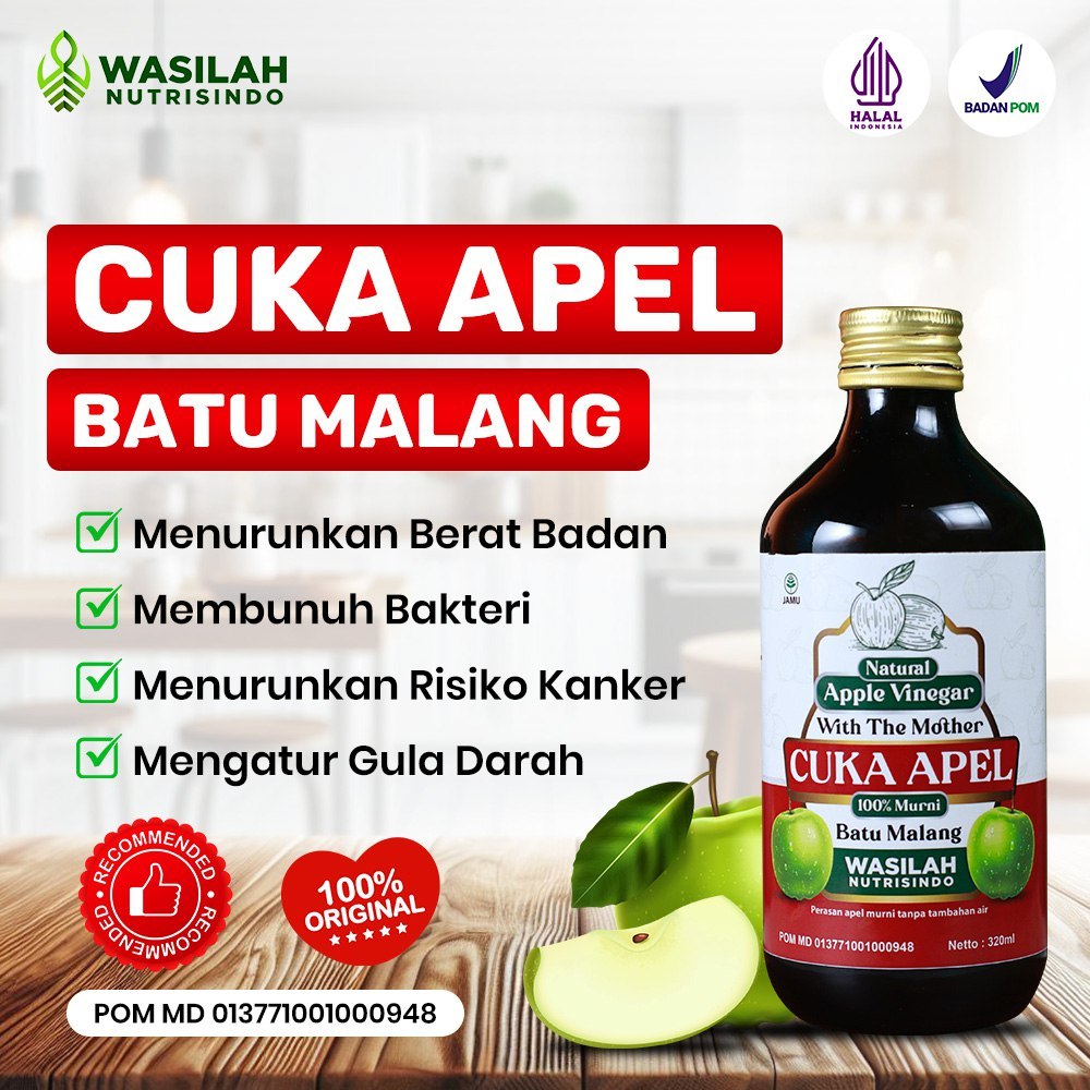 

Cuka Apel Batu Malang Wasilah Nutrisindo Organic Apple Cider Vinegar With Mother Premium