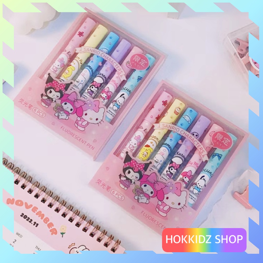 

Set stabilo motif / 6 pcs stabilo karakter / Highlighter pen warna pastel / Stabilo motif sanrio