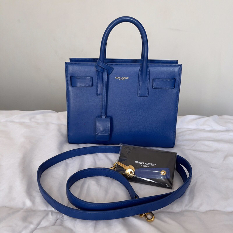 Tas Saint Laurent Sac de Jour YSL Bag Nano 2014 Blue Original Fullset Like New