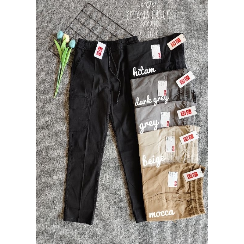 Celana Cargo Panjang UNIQLO Pria Wanita Katun