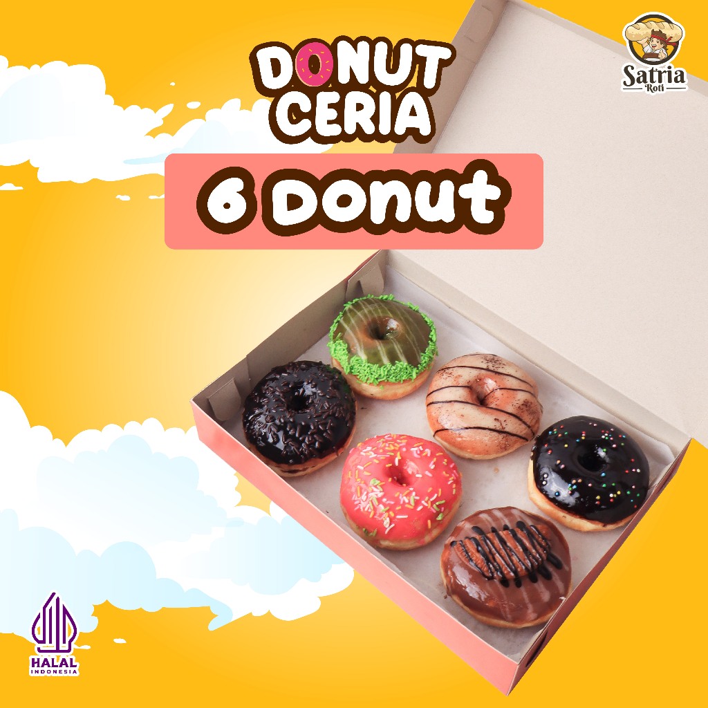 

Paket Donat ceria isi 6pcs/Donut ultah/Donut fluffy dan lembut/bisa req kartu ucapan