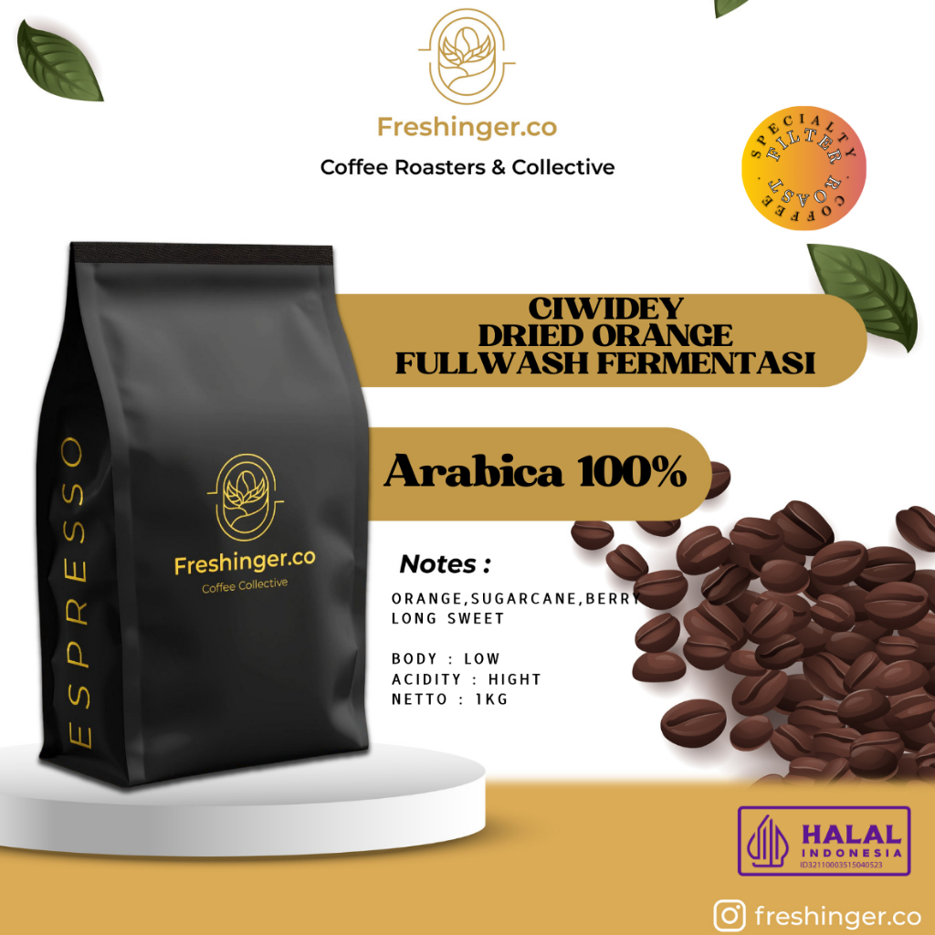

Kopi Arabika Ciwidey Full Wash Dried Orange (Specialty Coffee) 1kg