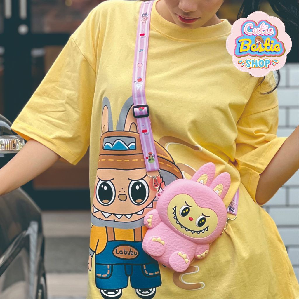 [READY STOCK] SLING BAG SILICON LABUBU FULL BODY PREMIUM QUALITY - TAS SELEMPANG LABUBU BAHAN SILICO