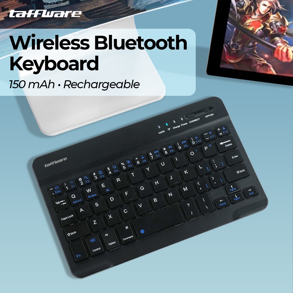 Taffware Keyboard Wireless Bluetooth Keyboard Rechargeable Keyboard Laptop Komputer Android Murah