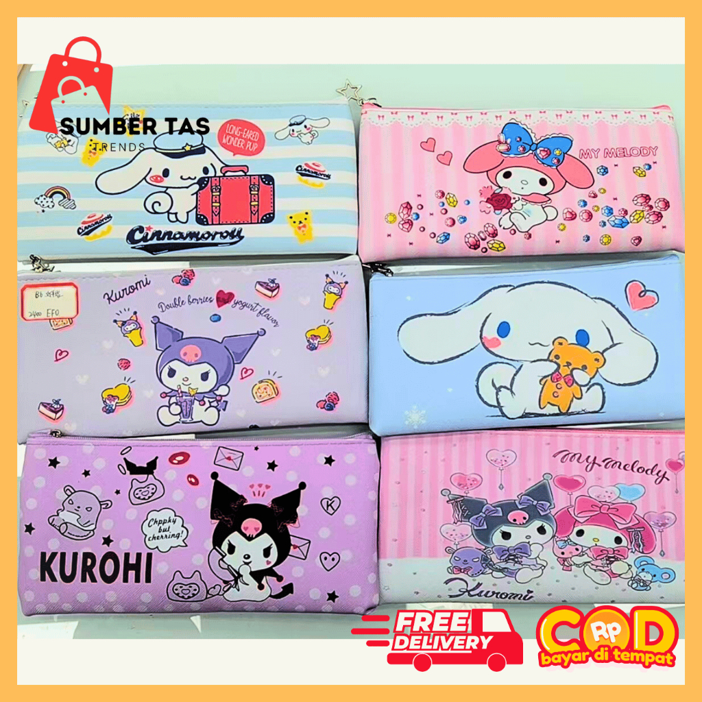 

Pouch tempat pensil SANRIO B6 tempatpencil softcase kuromi sekolah TK SD SMP SMA tempat penyimpanan serba guna