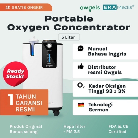 Owgels - Oxygen Concentrator & Nebulizer OZ-501PW0&OZ-501TW0 5L, Garansi