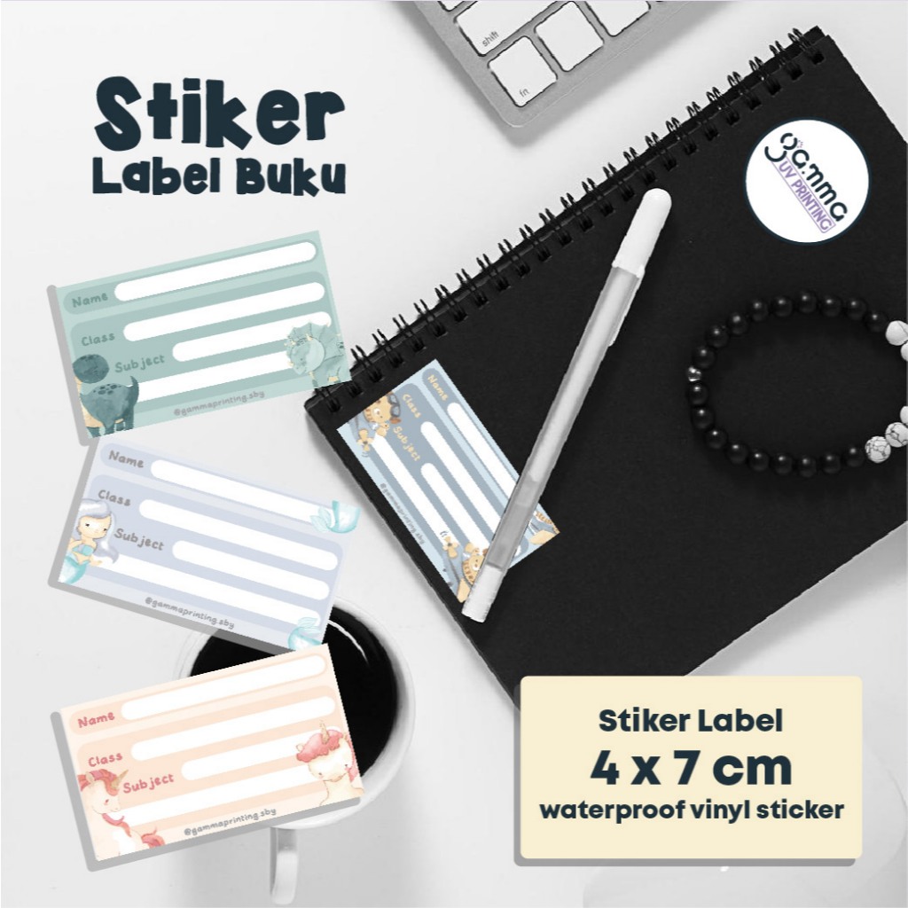 

Stiker Label Buku Anak Sticker Karakter Buku Tahan Air Vinyl