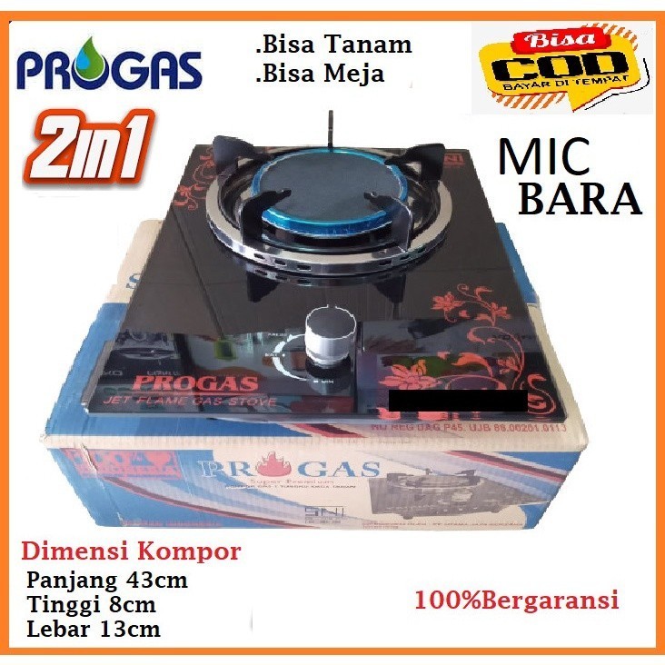 Kompor Kaca Tanam 1 Tungku Bara progas / Kompor Gas Kaca Tanam 1 Tungku Infra pilih varian sama sela