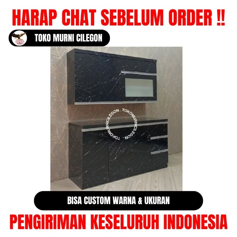 Kitchen Set Atas Bawah 4 Pintu Hpl Black Motif Marmer (free ongkir cilegon serang kota)