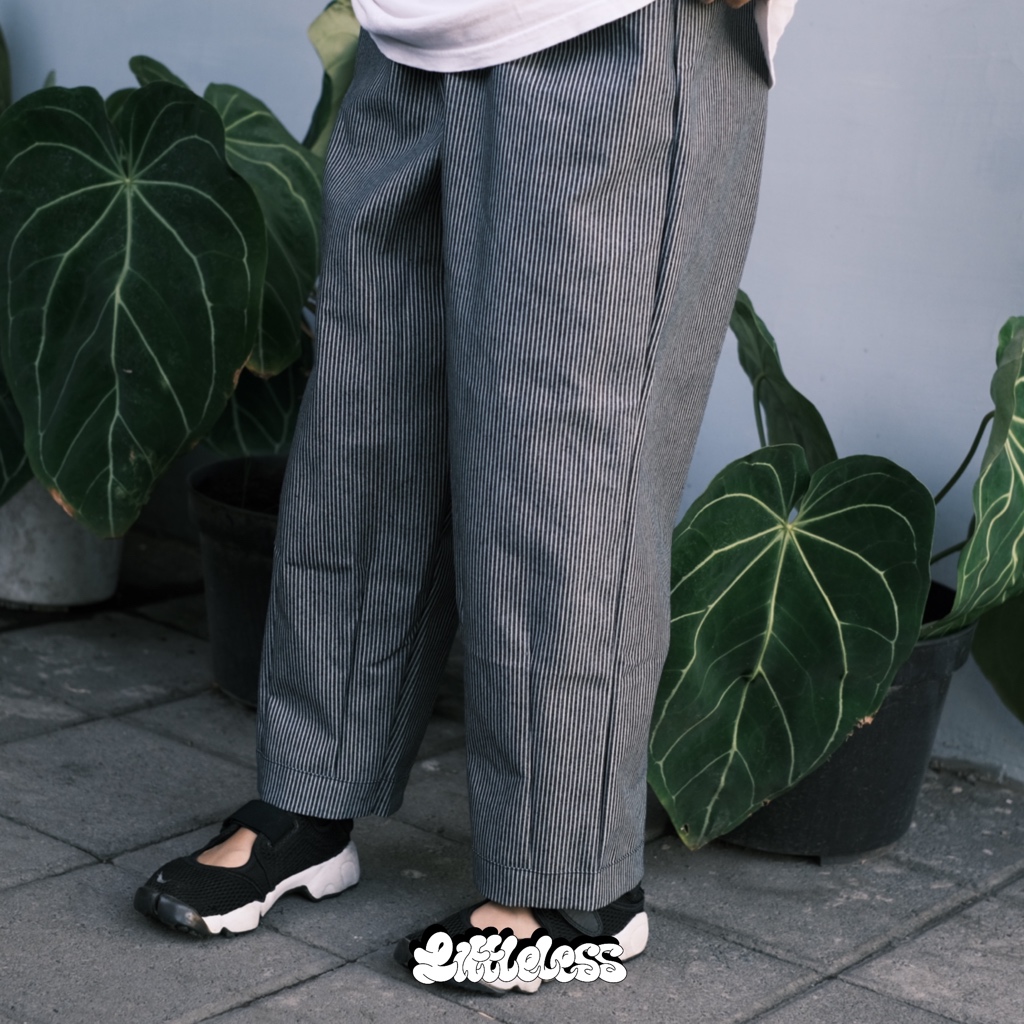 Littleless Special Edition HARU Hickory Wabash Denim Wide Pants Balloon Pants Celana Denim Salur