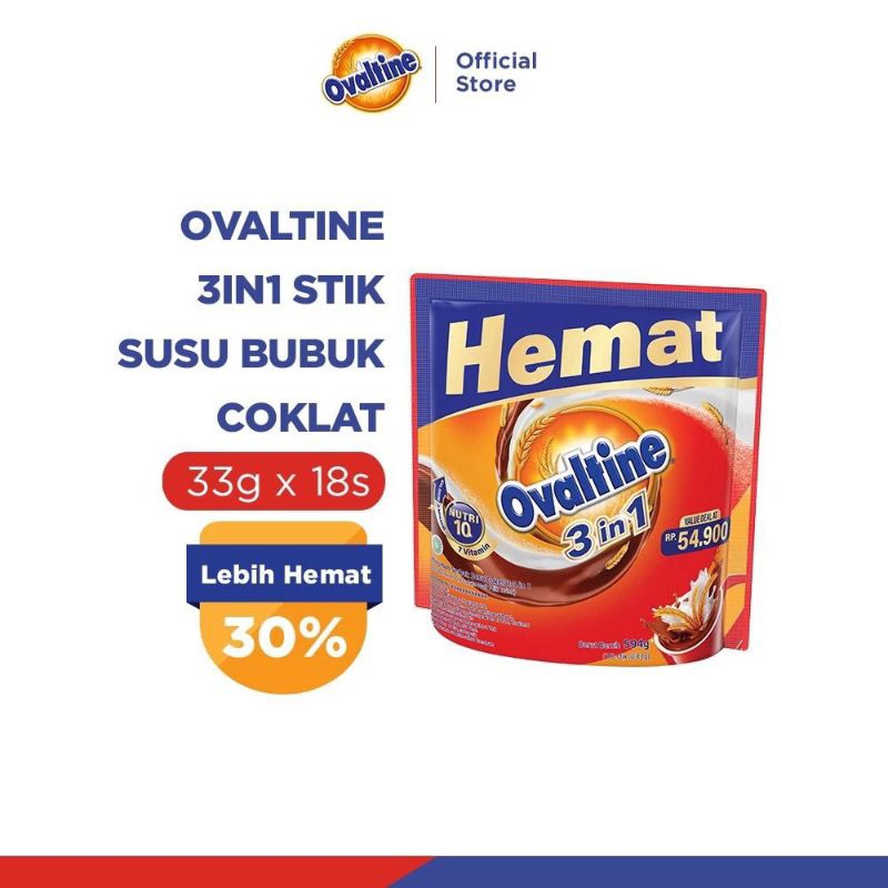 

OVALTINE 3in1 Coklat 33g x 18s (594gr) Thailand