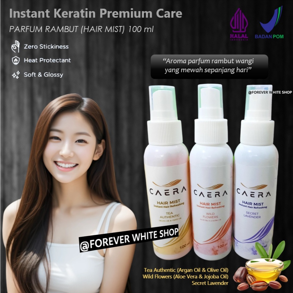 CAERA Parfum Rambut Wanita Pria Wangi Tahan Lama 24 jam Hijab Friendly 100 ml Halal FWS / Pengharum 