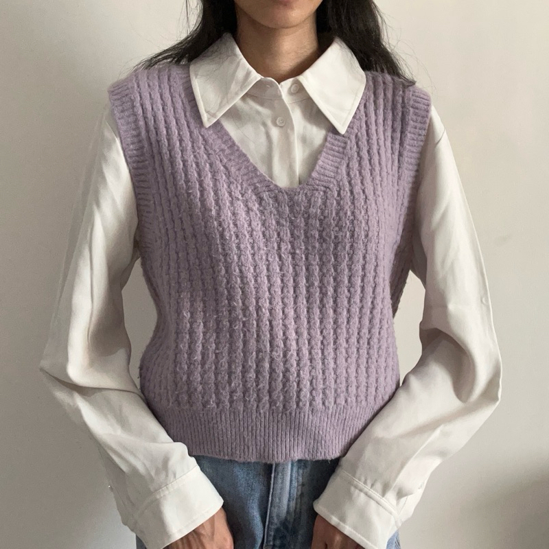 Vest Rajut Wanita Ungu Lilac