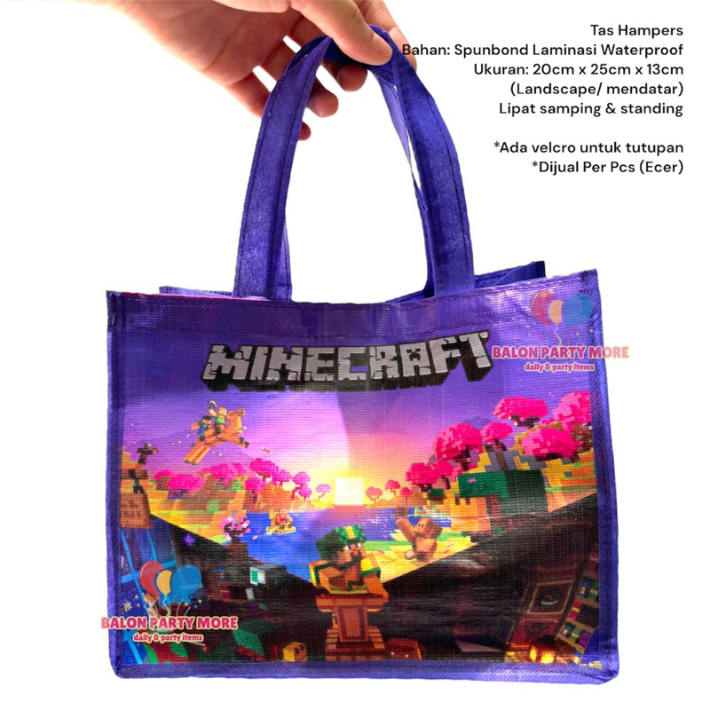 

(ECERAN MINECRAFT) TAS HAMPERS GAME SOUVENIR BAHAN SPUNBOND MURAH LAMINASI UKURAN 20cm x 25cm x 13cm / TAS SERBAGUNA ANTI AIR MURAH / Kuromi Sanrio Cinnamoroll