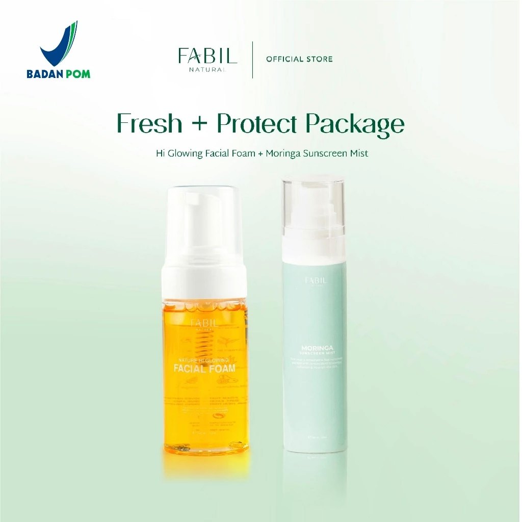 [2 pcs] Fabil Bundle Facial Foam + Sunscreen Mist SPF 45 PA+++ - Paket Skincare Sabun Wajah Melembab