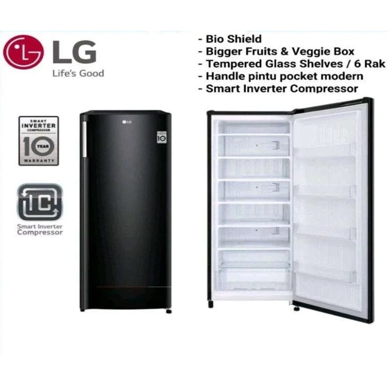 KULKAS FREEZER LG 1 PINTU 171L GN-INV304BK