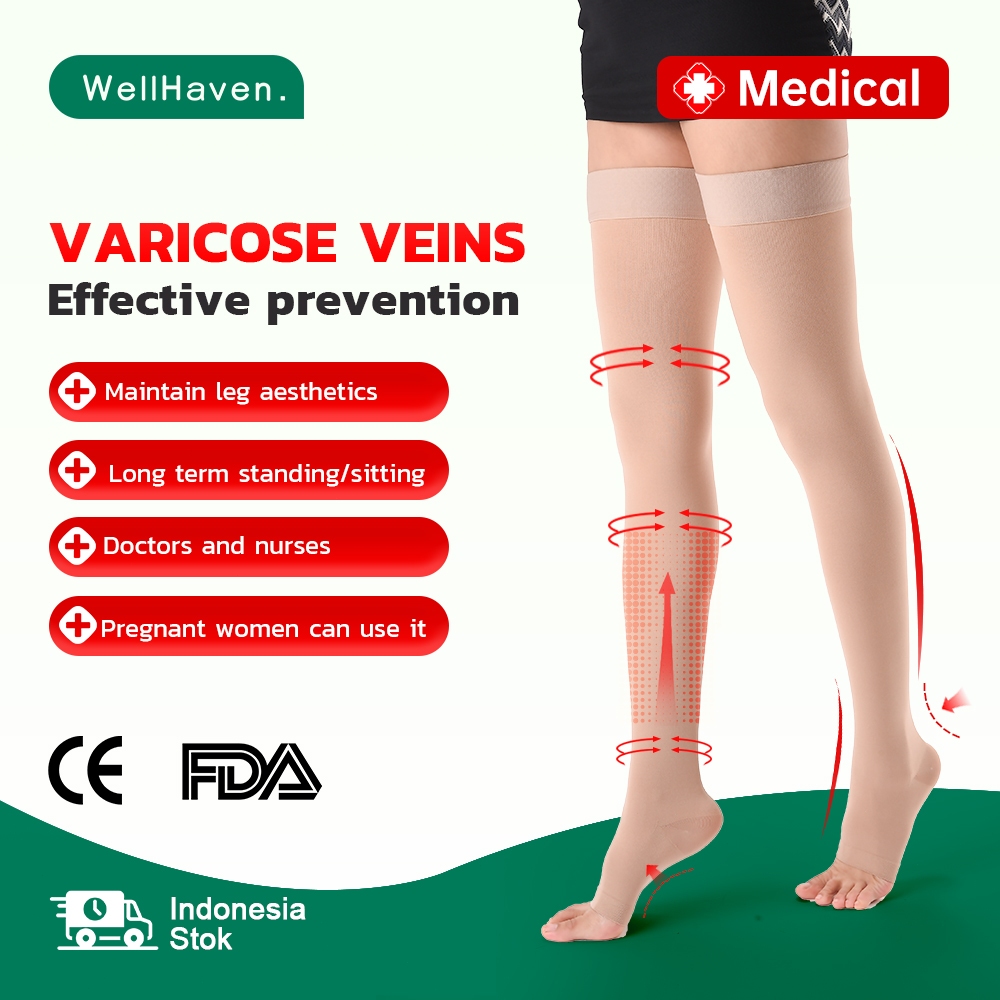 Kaos Kaki Kompresi Varises Stocking Varises Medical Compression Ccl 2 Pria Stoking Wanita Panjang