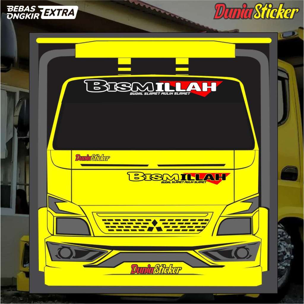 Cutting Stiker Kaca Truk Mobil Canter Pick up L300 Stiker BISMILLAH - Aksesoris Kaca Depan Mobil