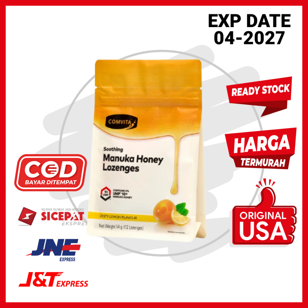 

Permen Comvita Manuka Honey Lozenges Lemon & Honey with Propolis 12 Loz