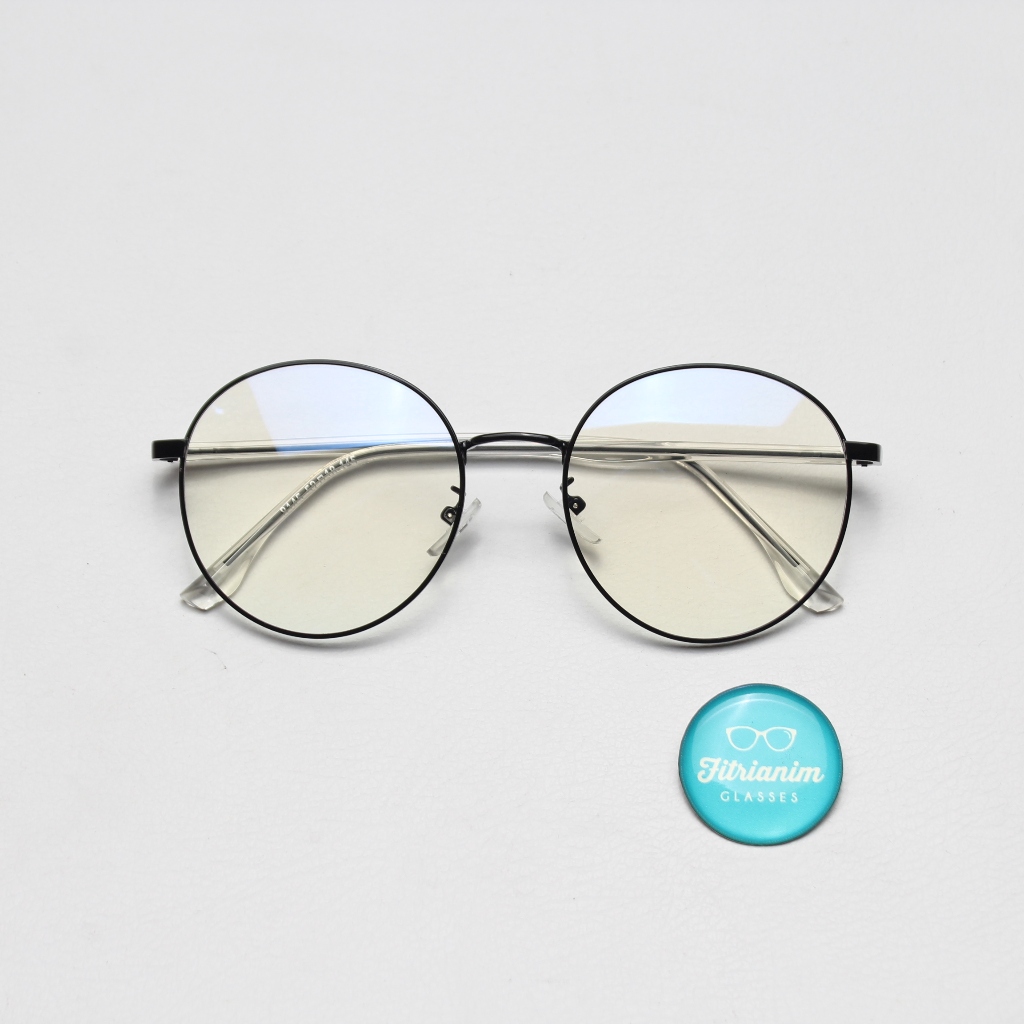Kacamata Bulat Besar Wanita Pria 8145 Lensa Minus Plus - Lensa Tipis / Photocromic Bluray Bluecromic